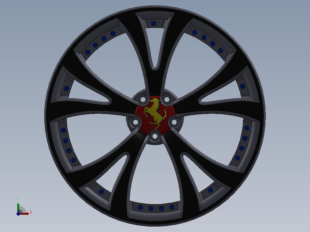 solidworks 法拉利车轮轮毂前视图