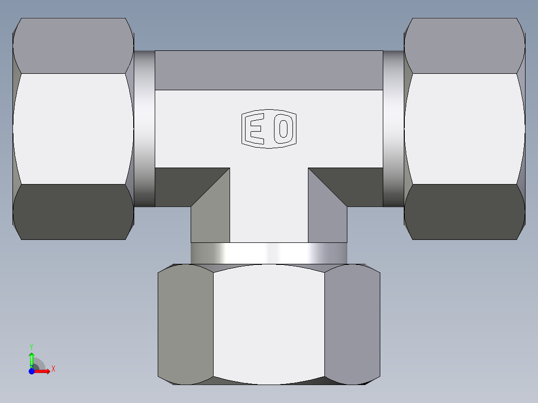 卡套式工业通用硬管接头EO_Union_tee_T15ZL71前视图