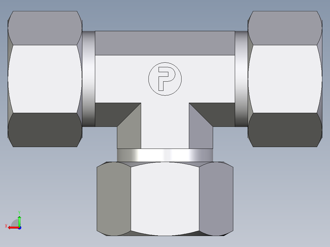 卡套式工业通用硬管接头EO_Union_tee_T15ZL71后视图