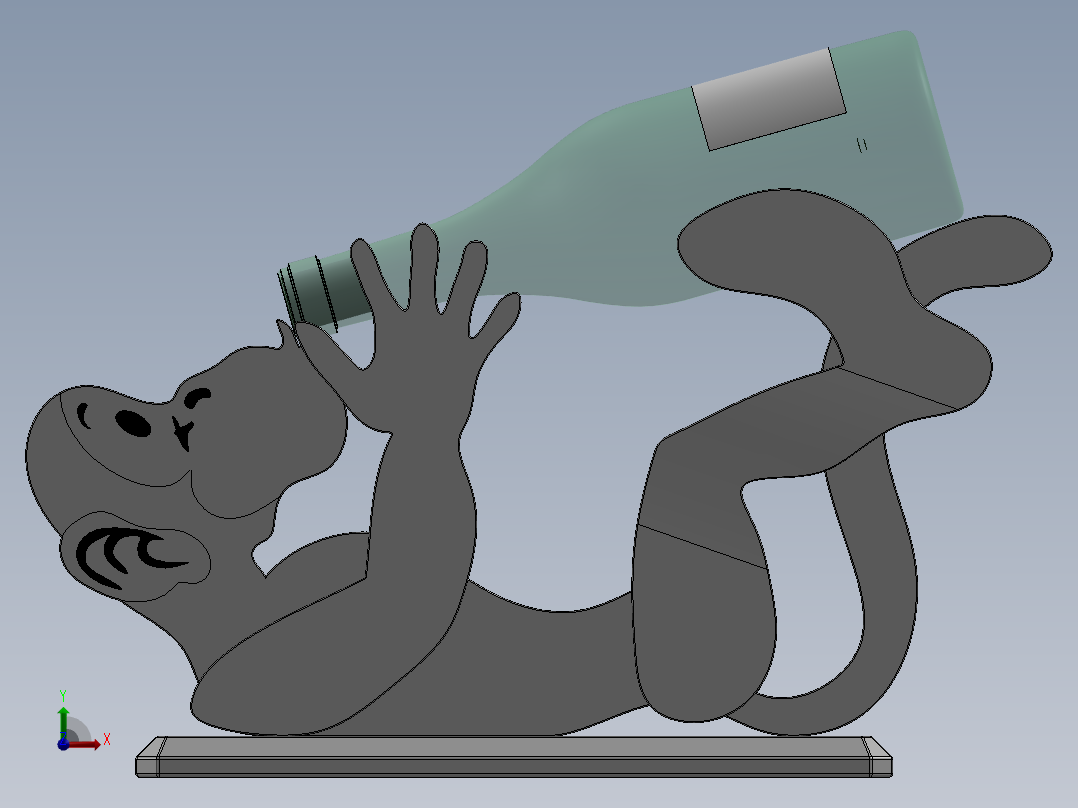 激光切割啤酒猴子CAD-SolidWorks-step格式前视图