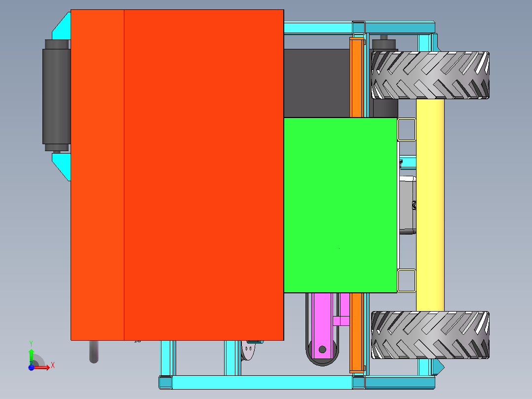 甜玉米玉米收获机设计【三维SolidWorks模型3D建模+CAD图纸+说明前视图