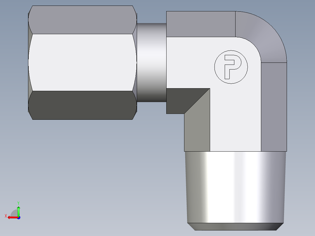 卡套式工业通用硬管接头EO_Male_stud_elbow_WE04LLR71后视图