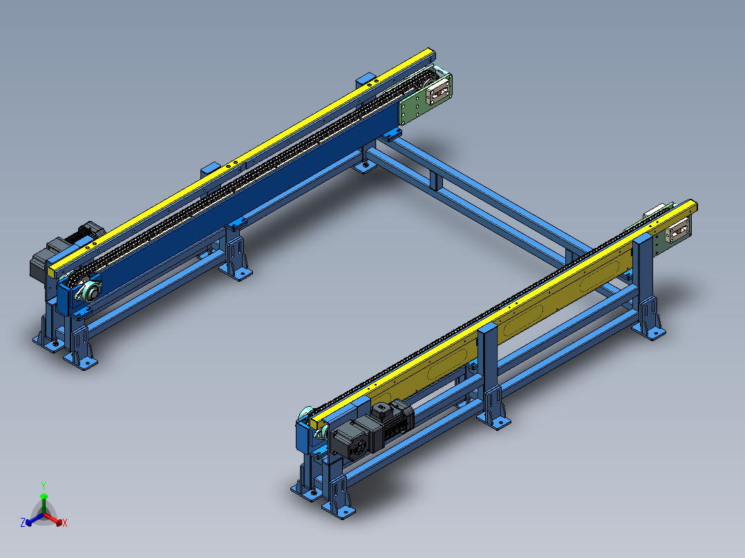 链条输送线（sw18可编辑+工程图）正等轴测图