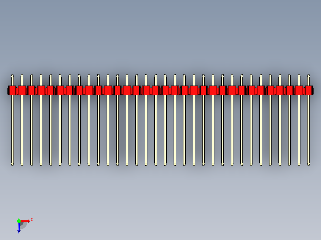 彩色公头100mil（2.54mm）系列-DS1021_red_2x32p_100mil_Type19_rev1.0俯视图