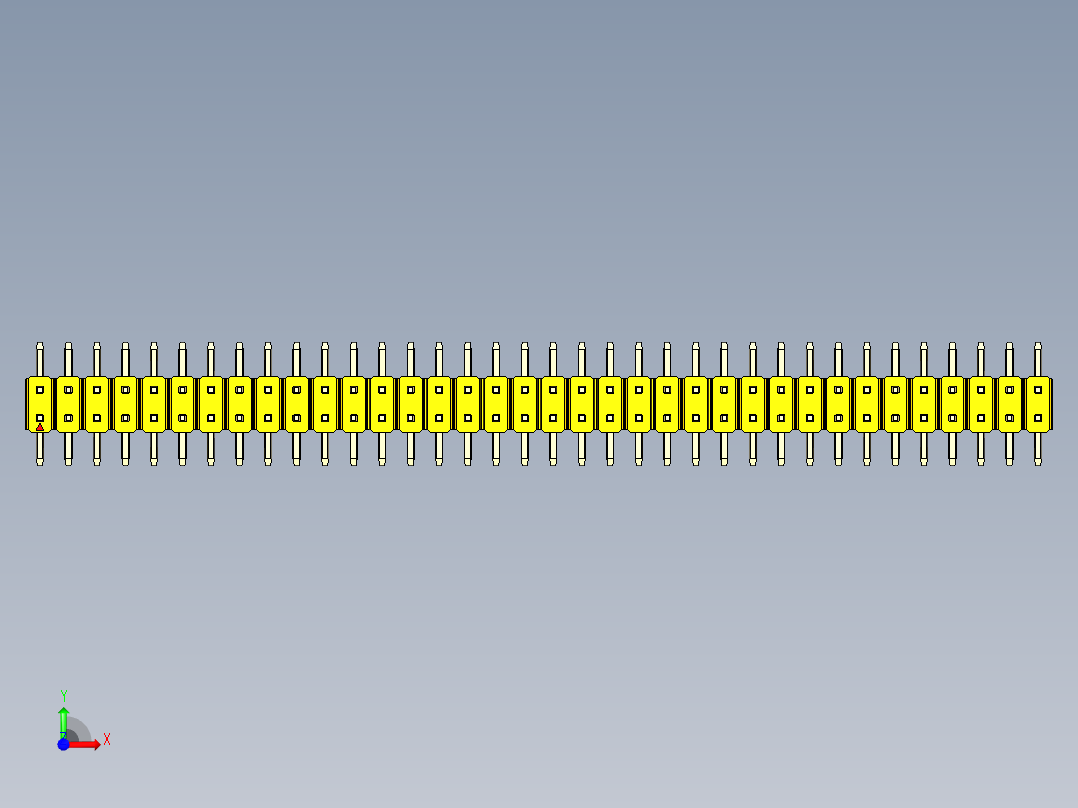彩色公排针 100mil 2.54mm 系列-DS1022_yellow_72p_100mil_TypeSMT_rev1.0前视图
