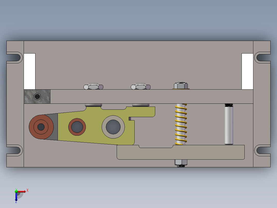 后托架夹具设计钻三杠孔含三维二维说明书俯视图