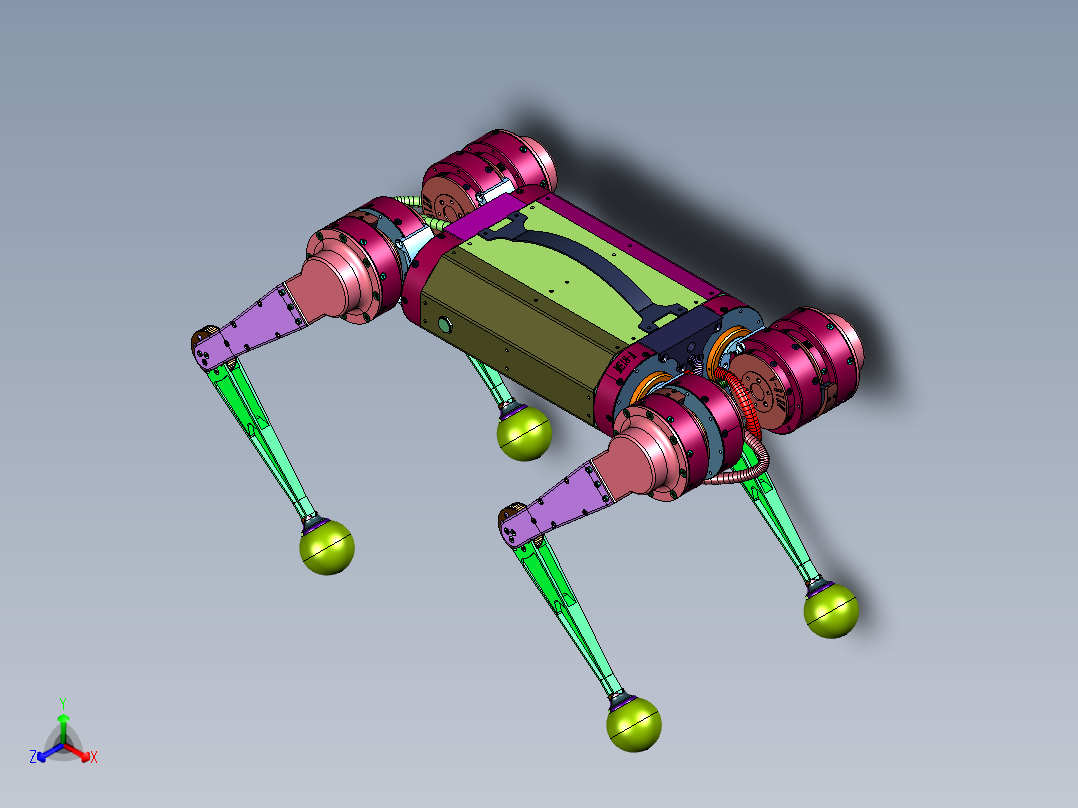 高性能奔跑狗机器人正等轴测图