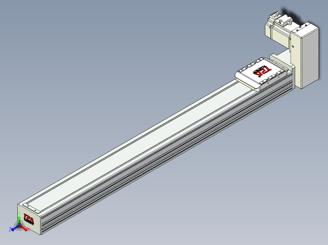 同步带全封闭直线模组TPA-HCB-85D-90-L750-LU-Y-P20-N3正等轴测图