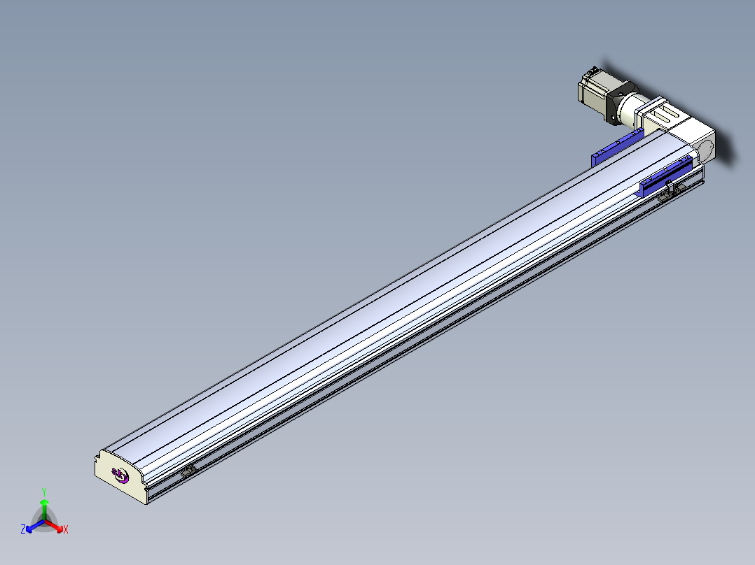 同步带滑台-半封闭B17-L100-S1550-L-P75-D3-N3正等轴测图