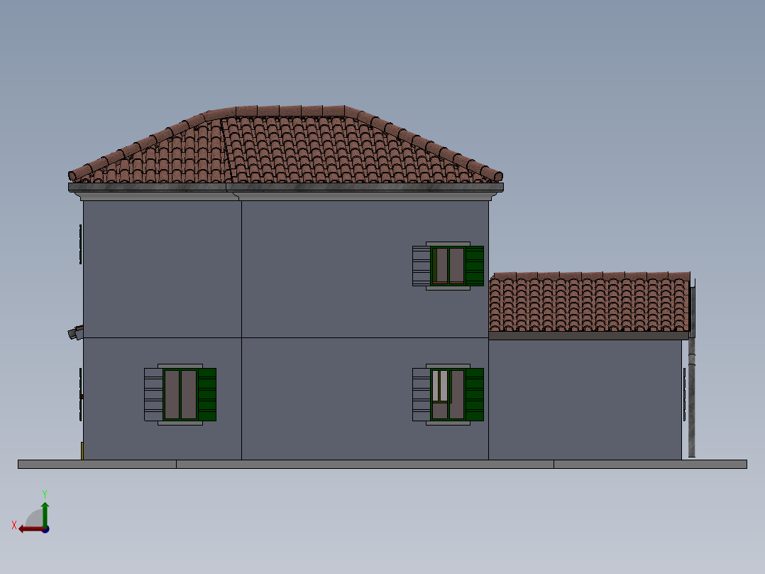 石头房子后视图