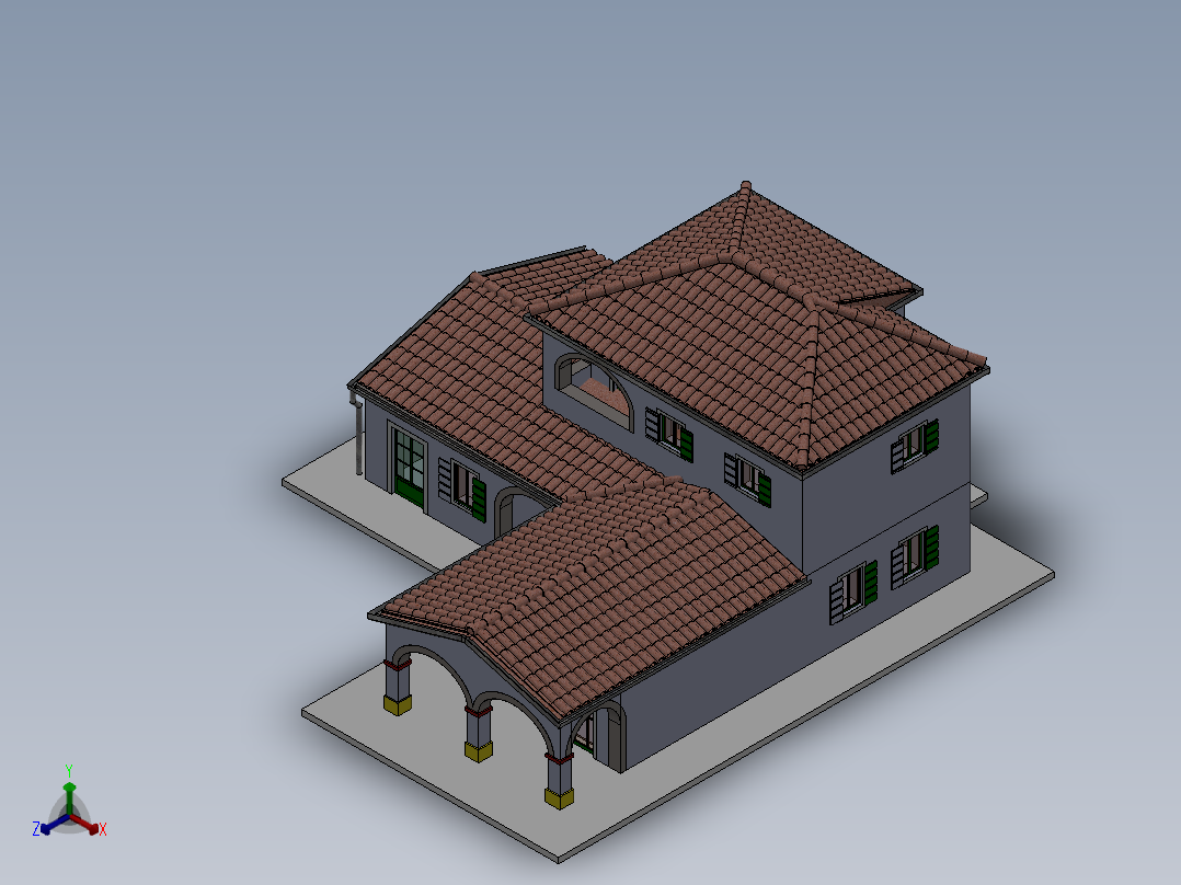 石头房子正等轴测图