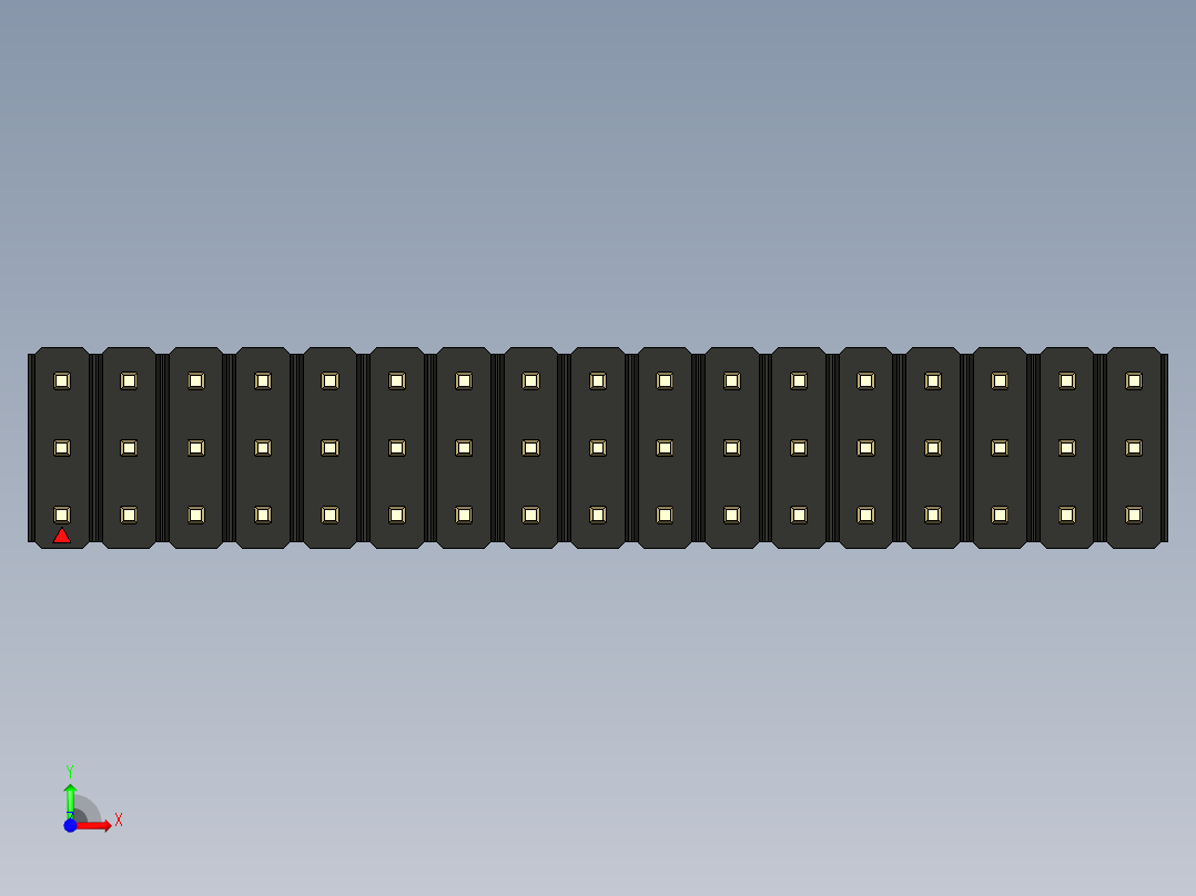 彩色公头100mil（2.54mm）系列-DS1021_black_3x17p_100mil_Type1_rev1.0前视图