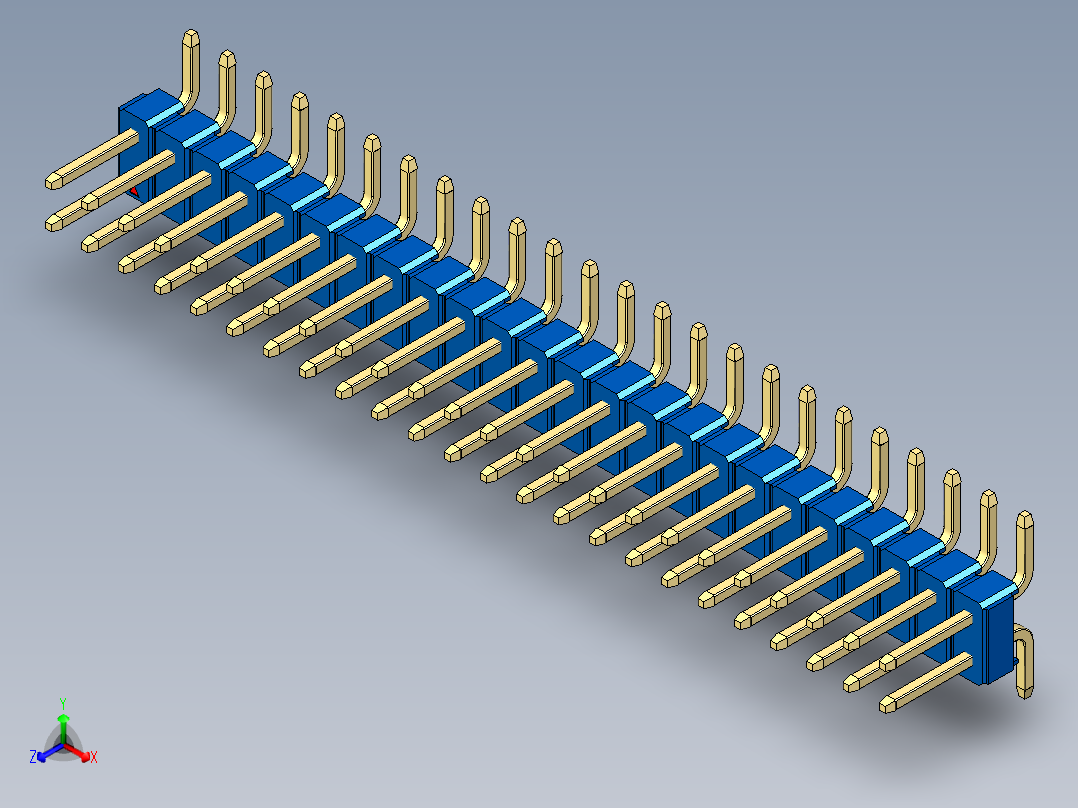 彩色公排针 100mil 2.54mm 系列-DS1022_blue_48p_100mil_TypeSMT_rev1.0正等轴测图