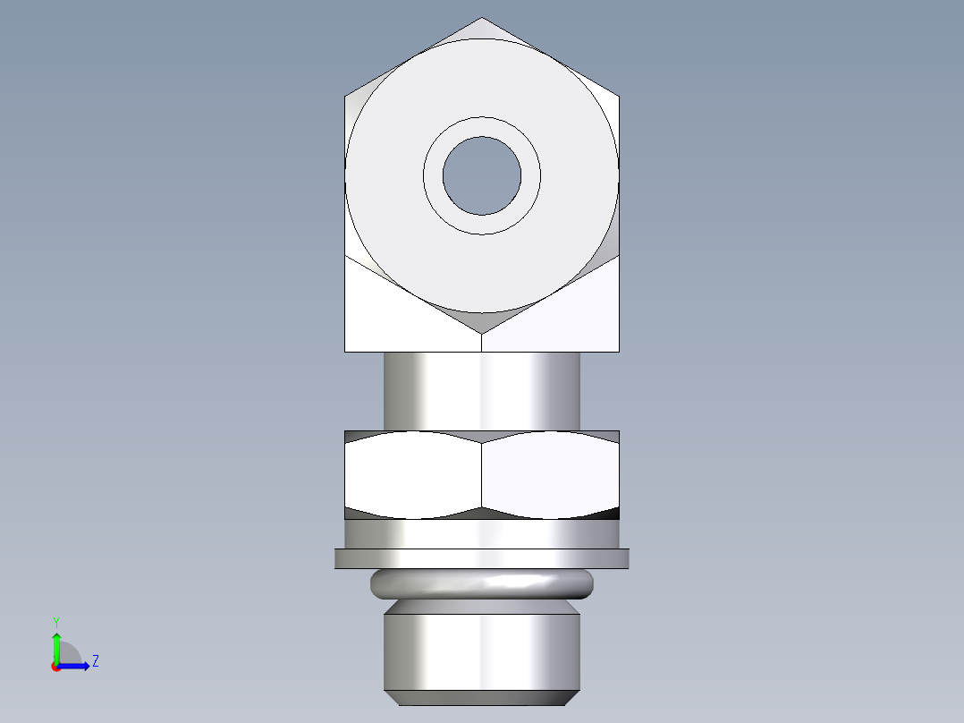 卡套式工业通用硬管接头EO_Adjustable_locknut_branch_tee_TEE06LMORCF左视图