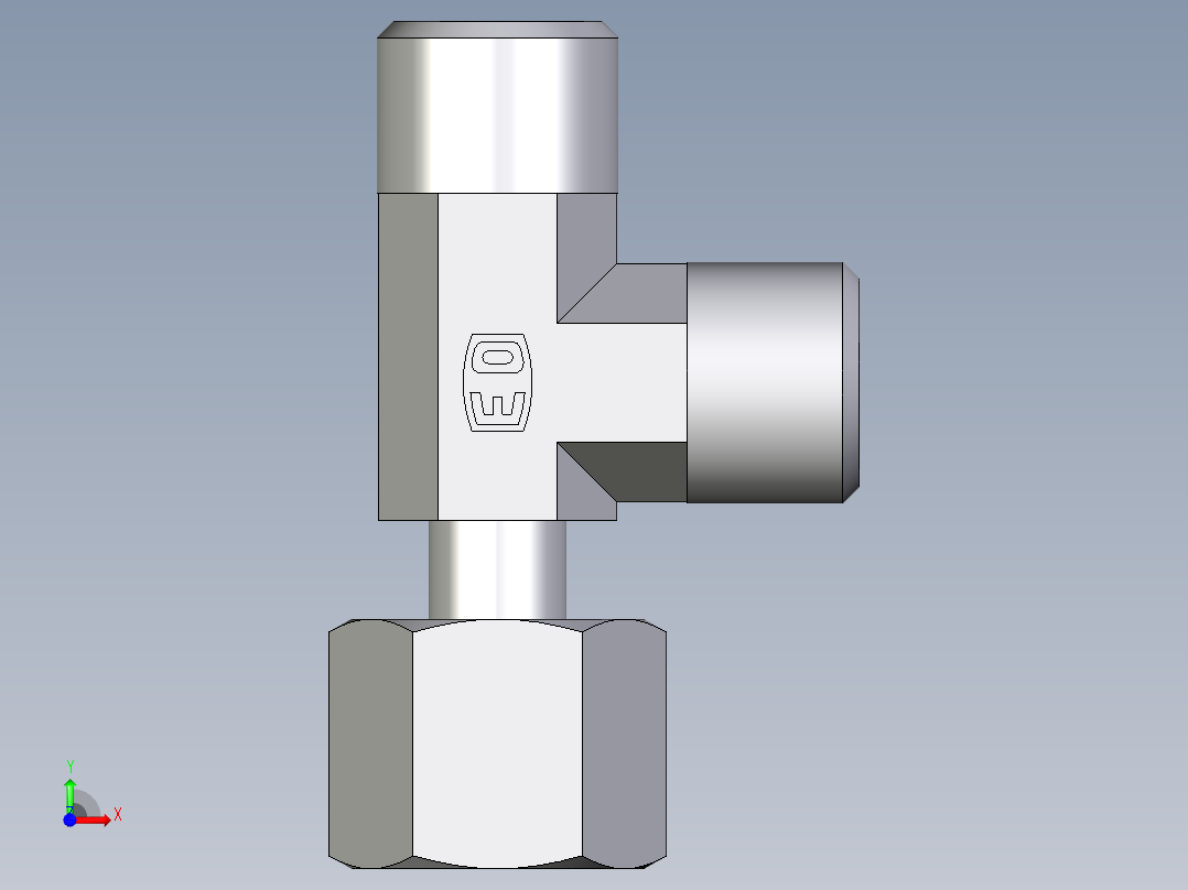 卡套式工业通用硬管接头EO_Standpipe_run_tee_EVL08LOMDCF前视图