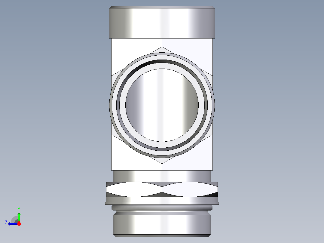 卡套式工业通用硬管接头EO_Adjustable_locknut_run_tee_LEE42LMOROMDCF右视图