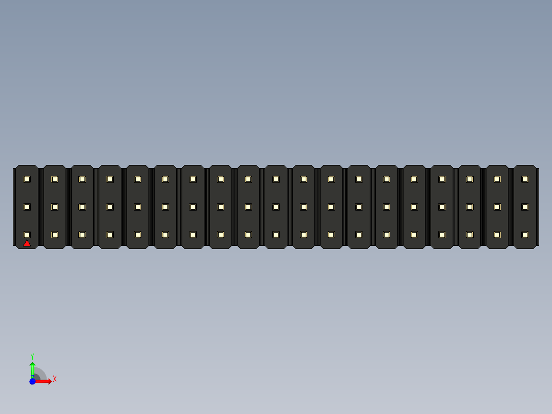 彩色公头100mil（2.54mm）系列-DS1021_black_3x19p_100mil_Type43_rev1.0前视图