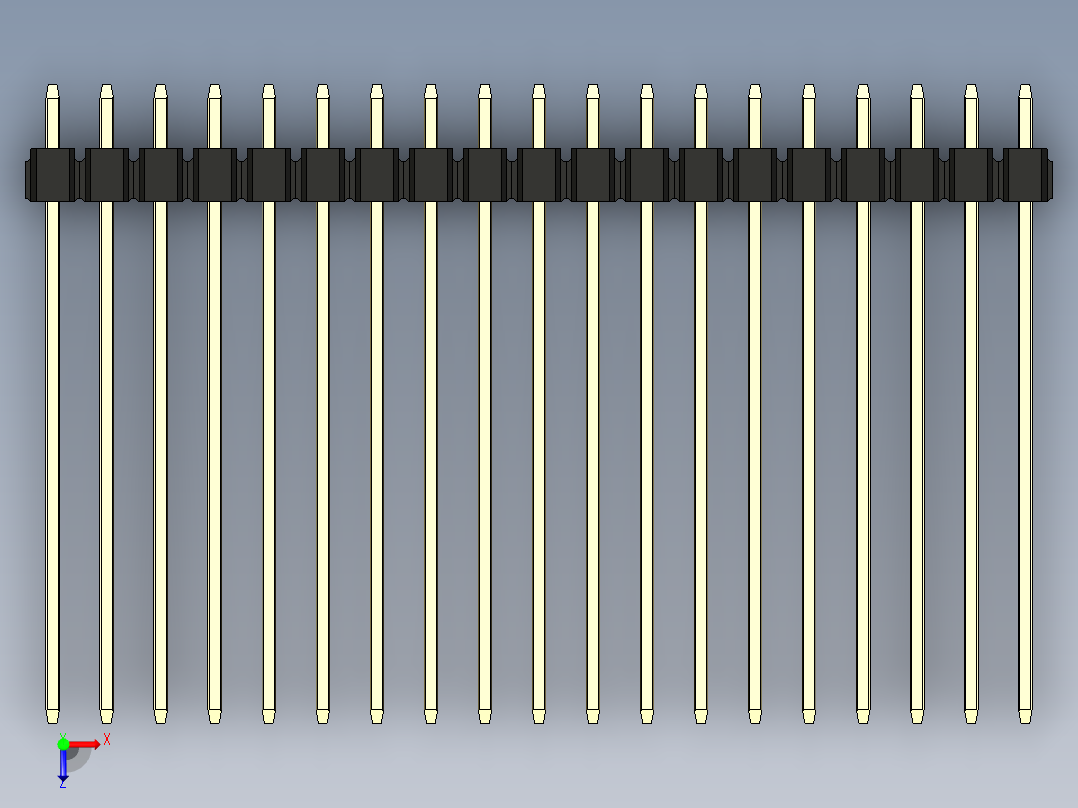 彩色公头100mil（2.54mm）系列-DS1021_black_3x19p_100mil_Type43_rev1.0俯视图