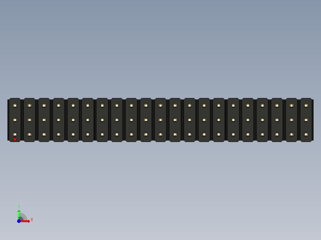 彩色公头100mil（2.54mm）系列-DS1021_black_3x21p_100mil_Type5_rev1.0前视图