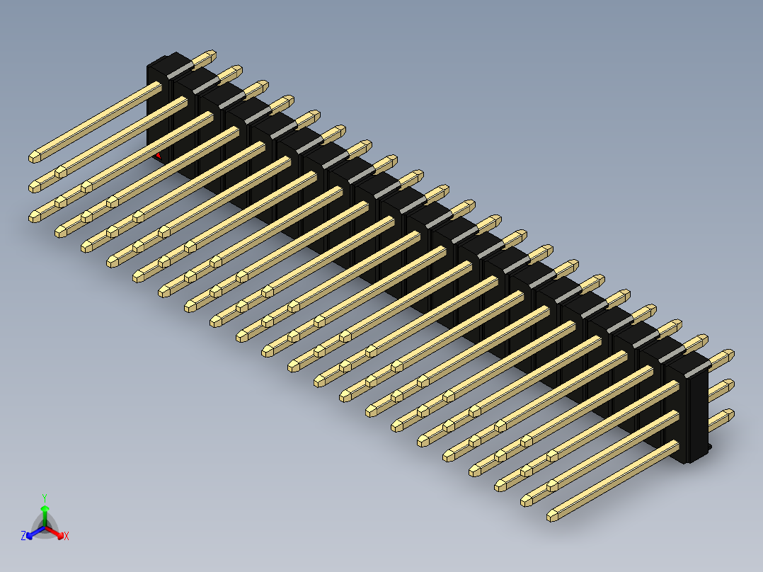 彩色公头100mil（2.54mm）系列-DS1021_black_3x21p_100mil_Type5_rev1.0正等轴测图