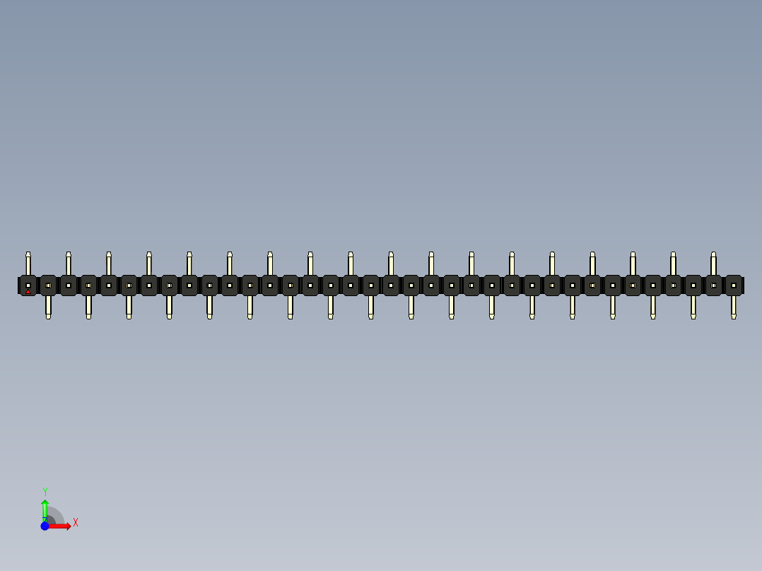 彩色公排针 100mil 2.54mm 系列-DS1022_black_36p_100mil_Type_SMT_R1_rev1.0前视图