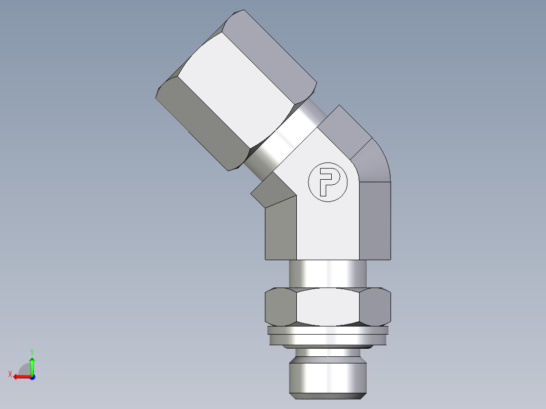 卡套式工业通用硬管接头EO_Adjustable_locknut_45_deg_elbow_VEE06ZLMCF后视图