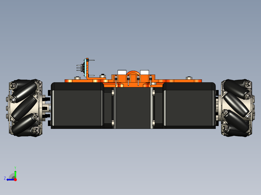 小型无人小车带麦克纳姆轮右视图