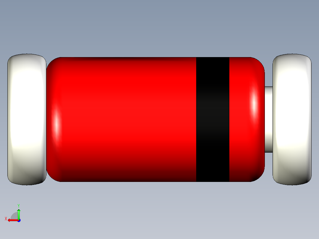 用于二极管或齐纳二极管的MiniMELF或DO-213AA SMD外壳，3.7-D1.6 mm后视图