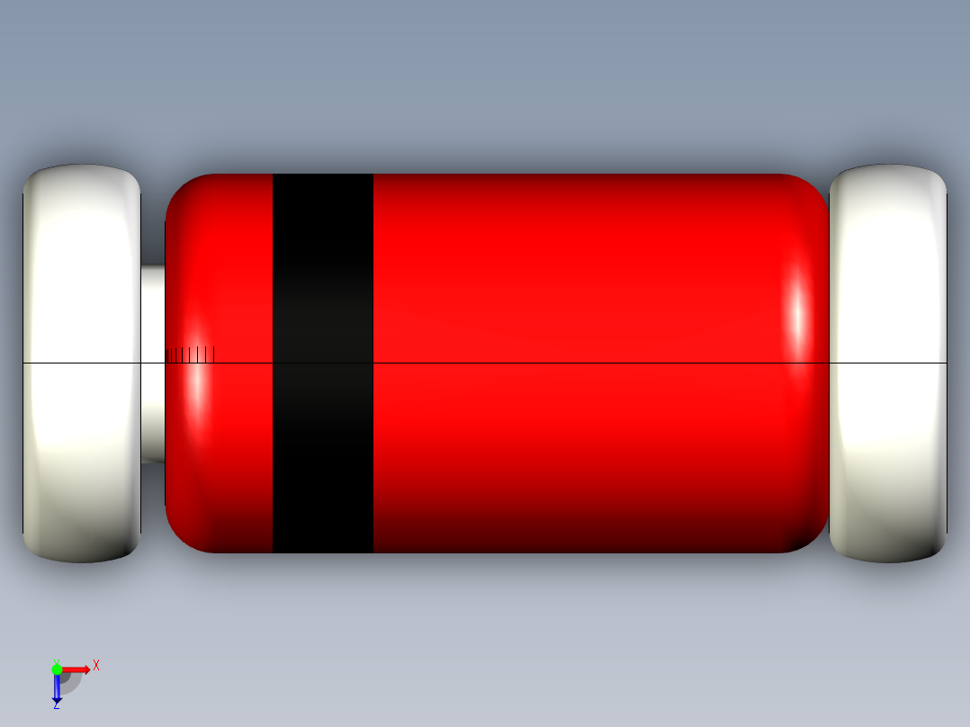 用于二极管或齐纳二极管的MiniMELF或DO-213AA SMD外壳，3.7-D1.6 mm俯视图