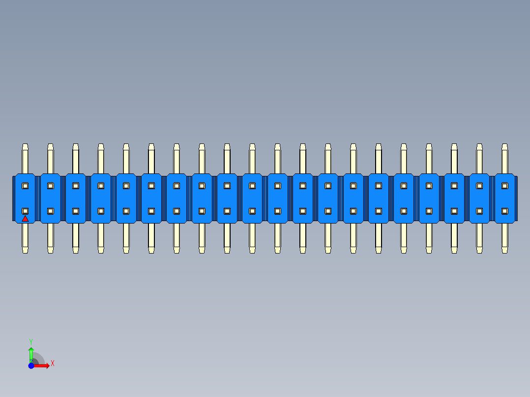 彩色公排针 100mil 2.54mm 系列-DS1022_blue_40p_100mil_TypeSMT_rev1.0前视图