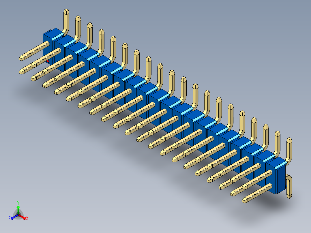 彩色公排针 100mil 2.54mm 系列-DS1022_blue_40p_100mil_TypeSMT_rev1.0正等轴测图