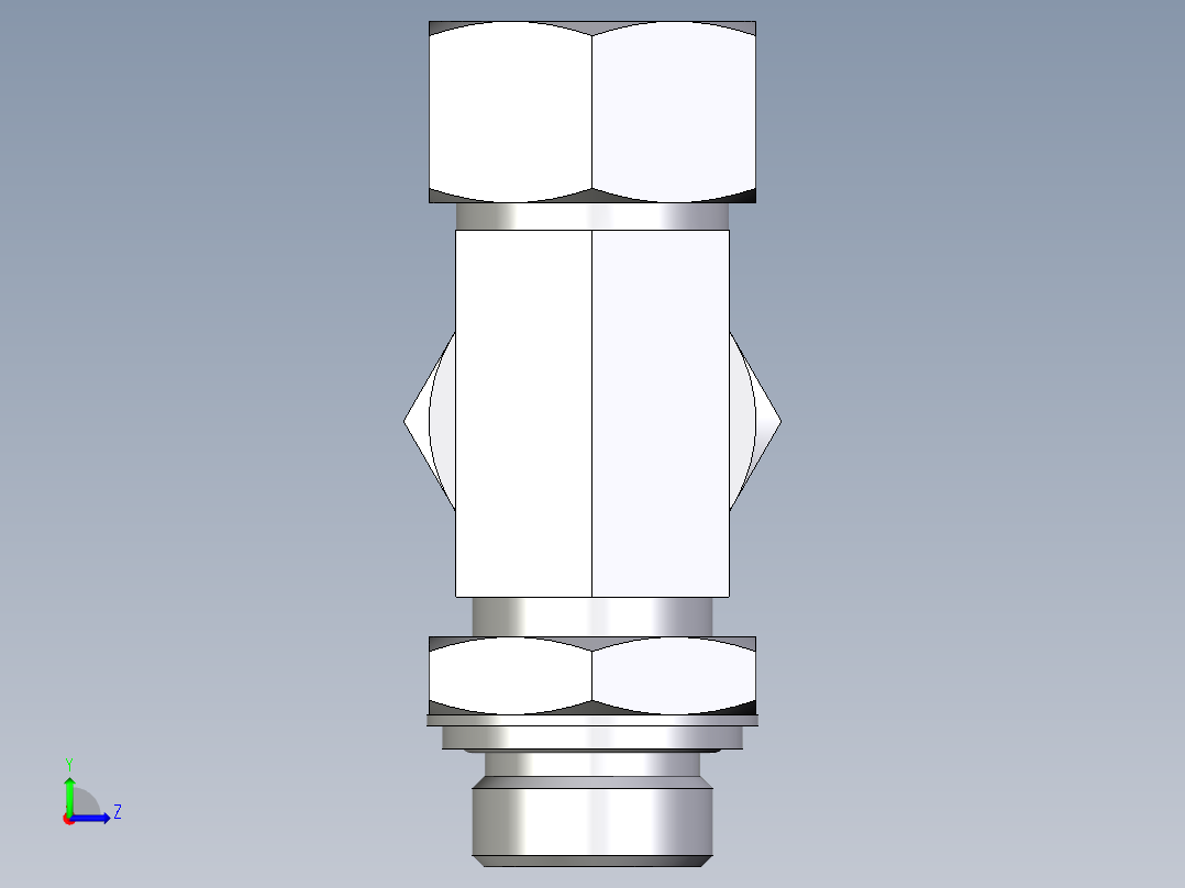卡套式工业通用硬管接头EO_Adjustable_locknut_run_tee_LEE22ZLRCF左视图