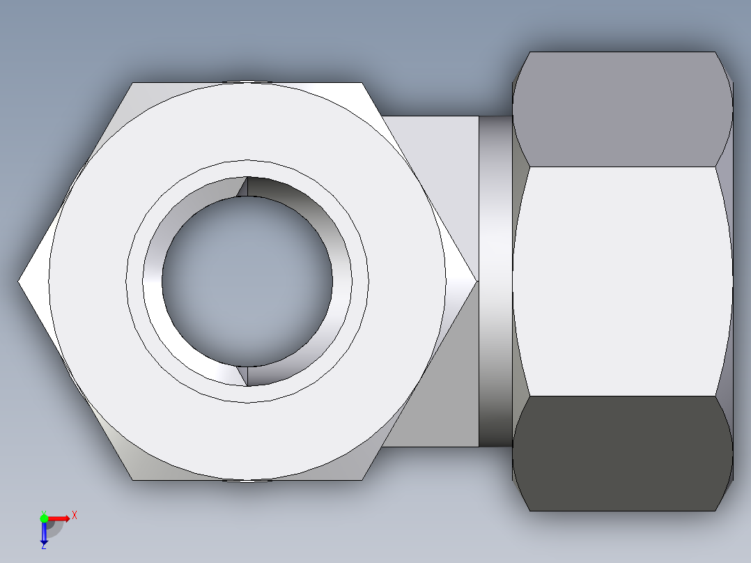 卡套式工业通用硬管接头EO_Adjustable_locknut_run_tee_LEE22ZLRCF俯视图