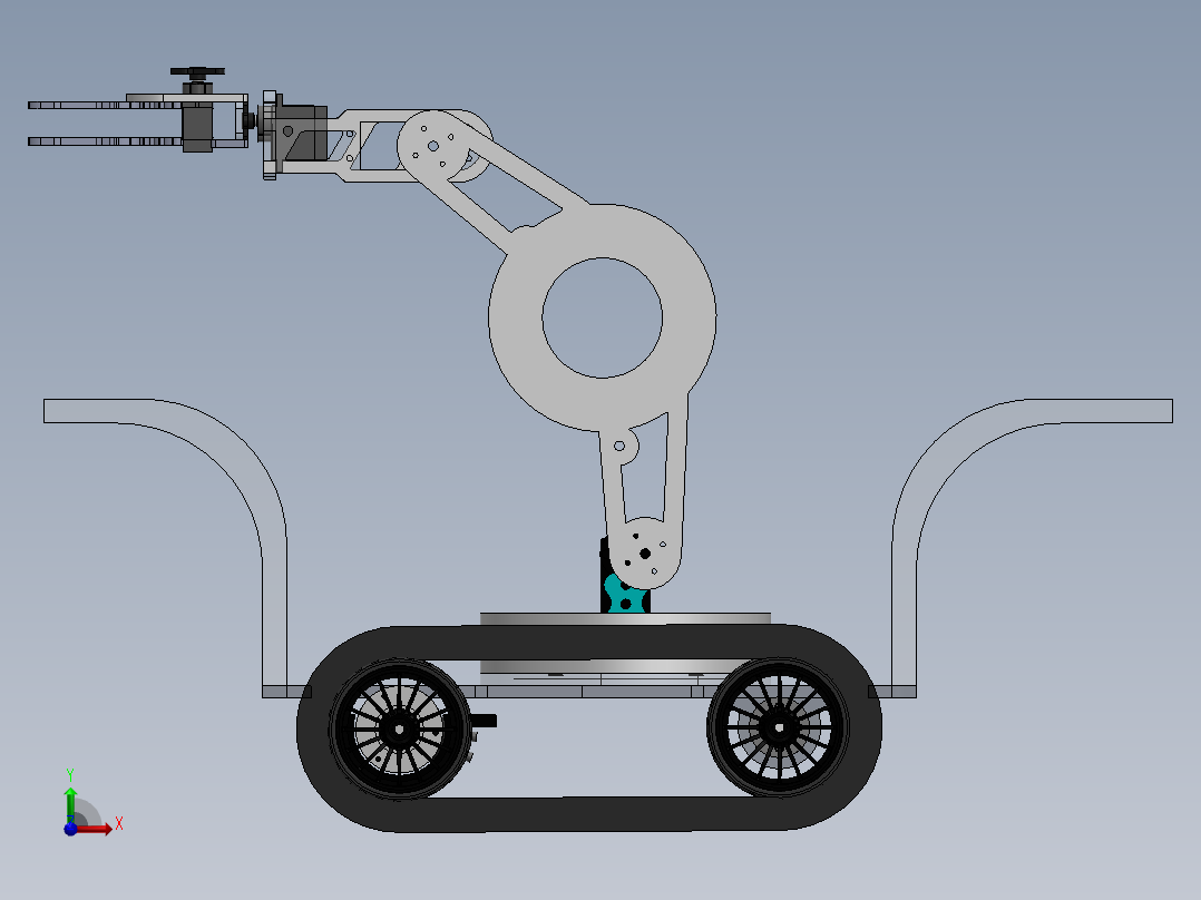 履带行走抓取机器人前视图