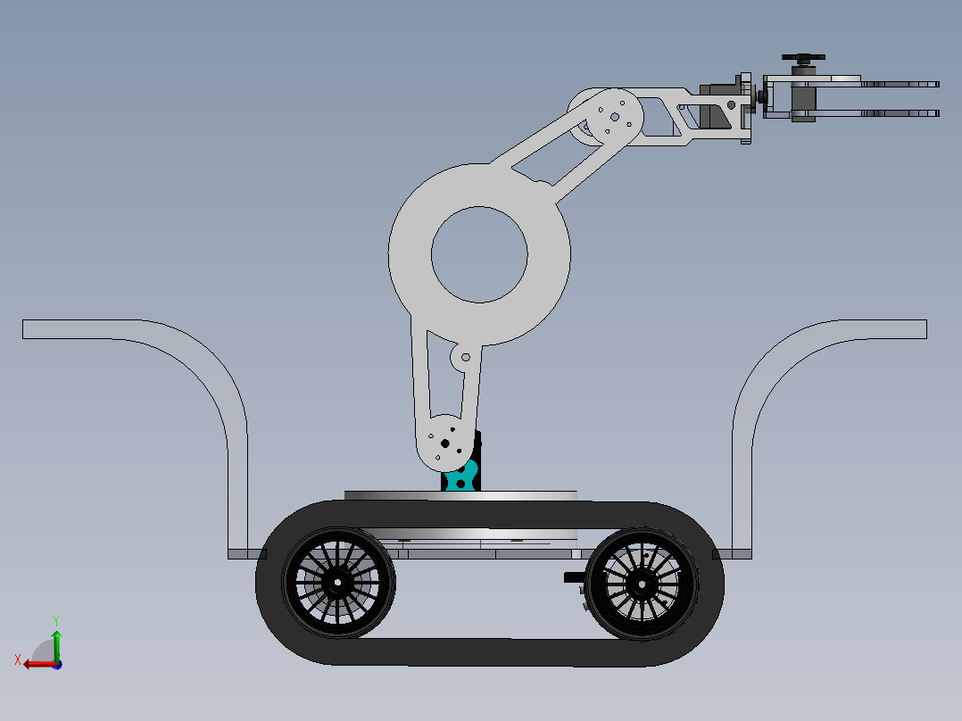 履带行走抓取机器人后视图