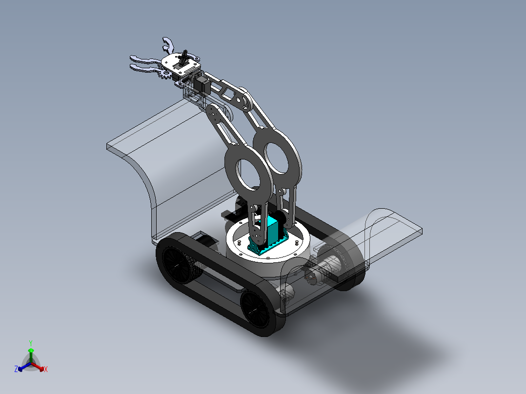 履带行走抓取机器人正等轴测图