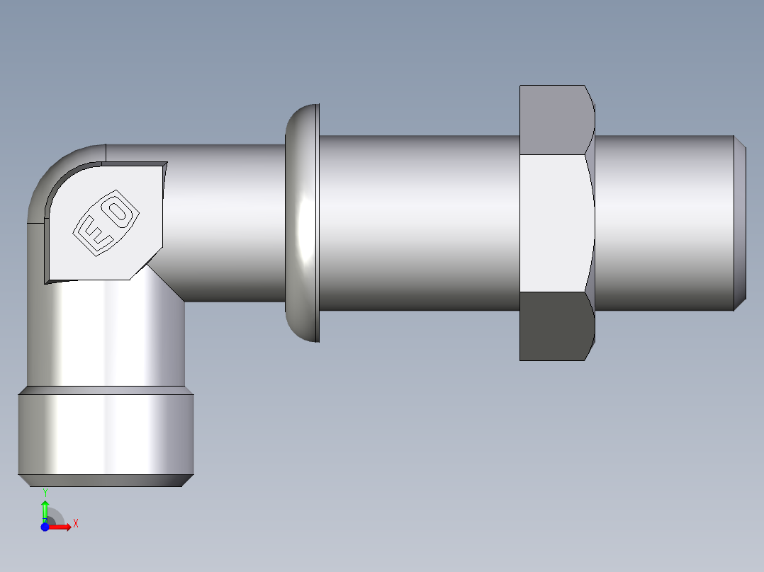 卡套式工业通用硬管接头EO_Bulkhead_elbow_WSV08LOMD71前视图