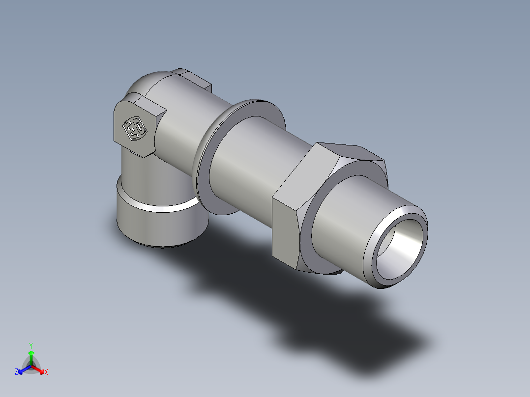卡套式工业通用硬管接头EO_Bulkhead_elbow_WSV08LOMD71正等轴测图