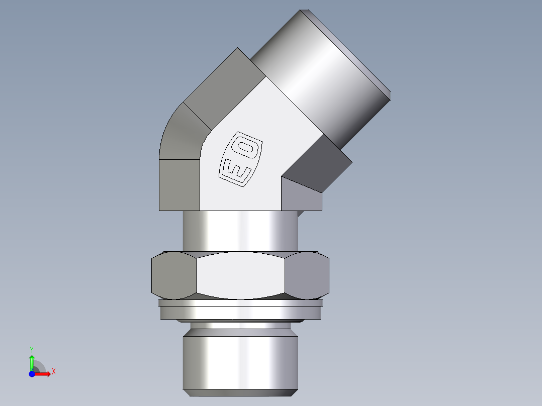 卡套式工业通用硬管接头EO_Adjustable_locknut_45_deg_elbow_VEE12SMOMDCF前视图