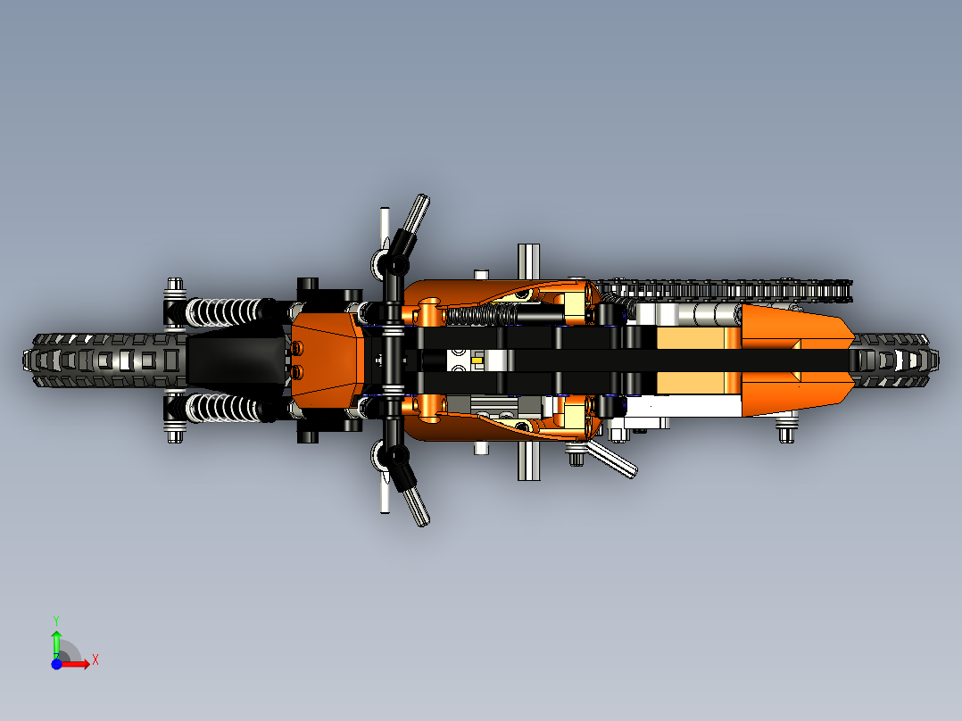 摩托车乐高拼图lego-technics-42007-inventor-stp格式前视图