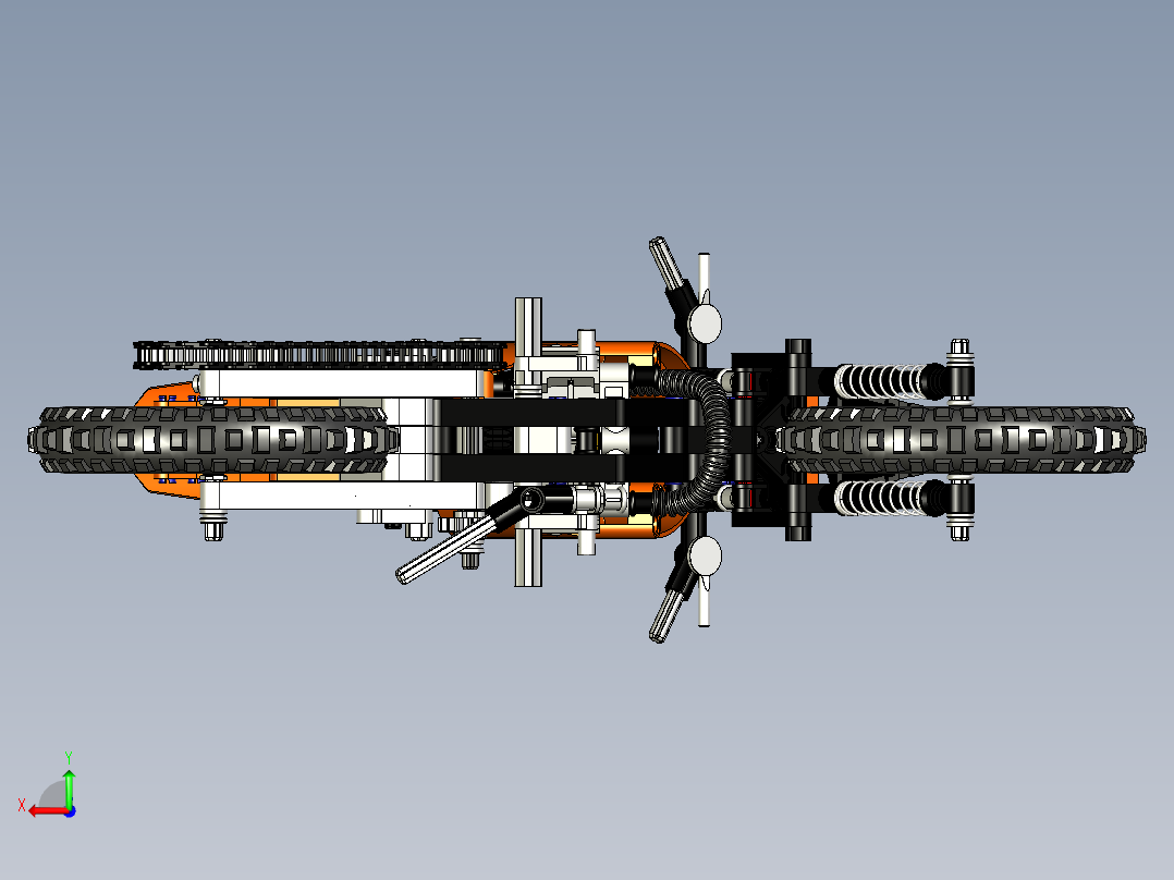 摩托车乐高拼图lego-technics-42007-inventor-stp格式后视图