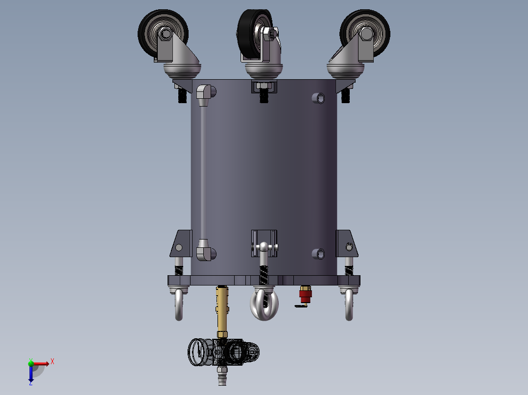 10L不锈钢桶带脚轮sw20可编辑俯视图