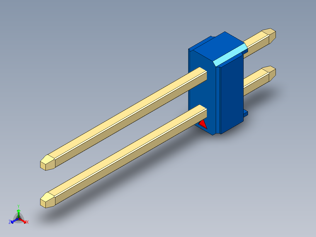 彩色公头100mil（2.54mm）系列-DS1021_blue_2x01p_100mil_Type5_rev1.0正等轴测图