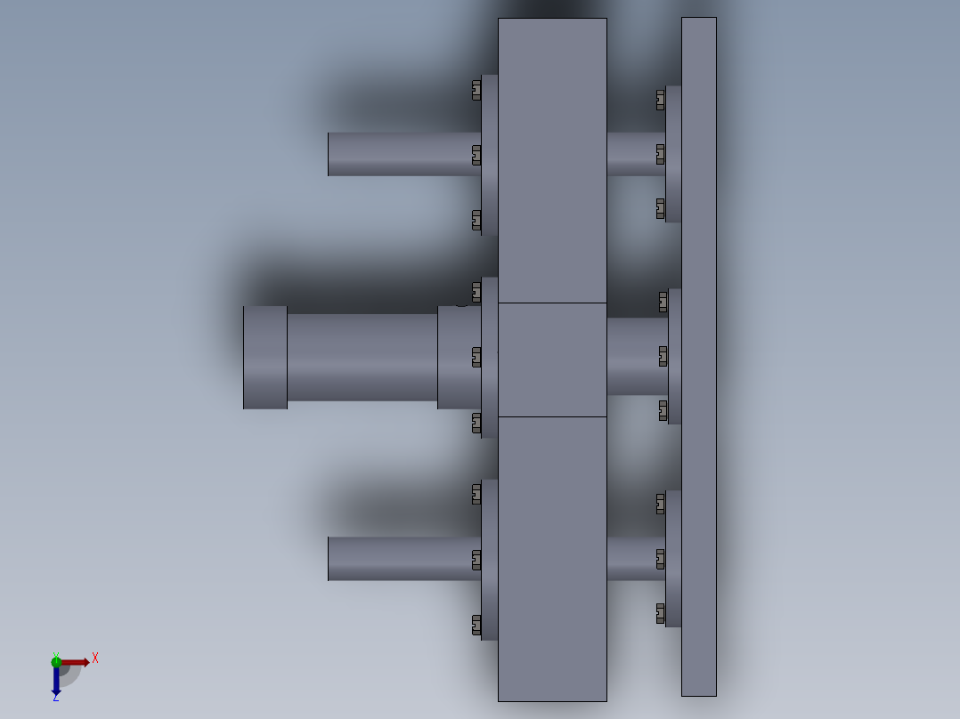 自动控制液压板料剪切生产线设计—液压结合的成品接料架设计俯视图