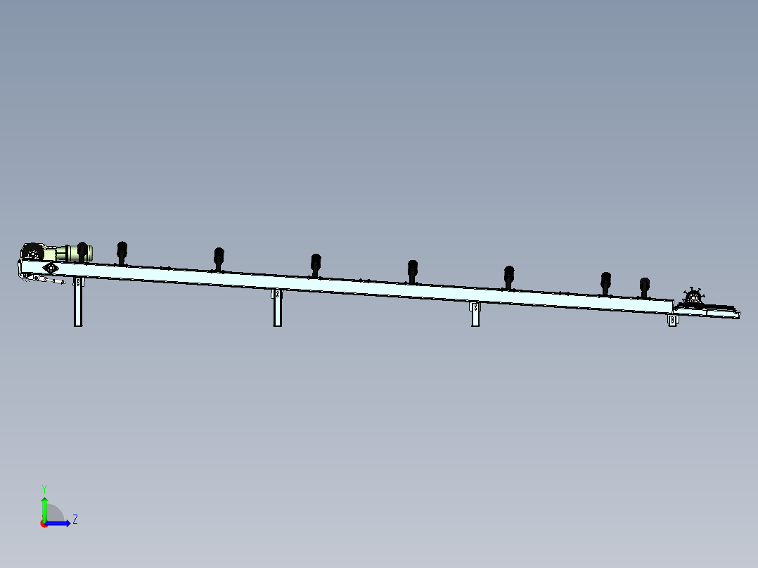 小角度倾斜皮带输送机结构3D图纸 INVENTOR设计 附STP左视图