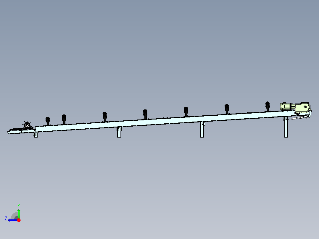 小角度倾斜皮带输送机结构3D图纸 INVENTOR设计 附STP右视图