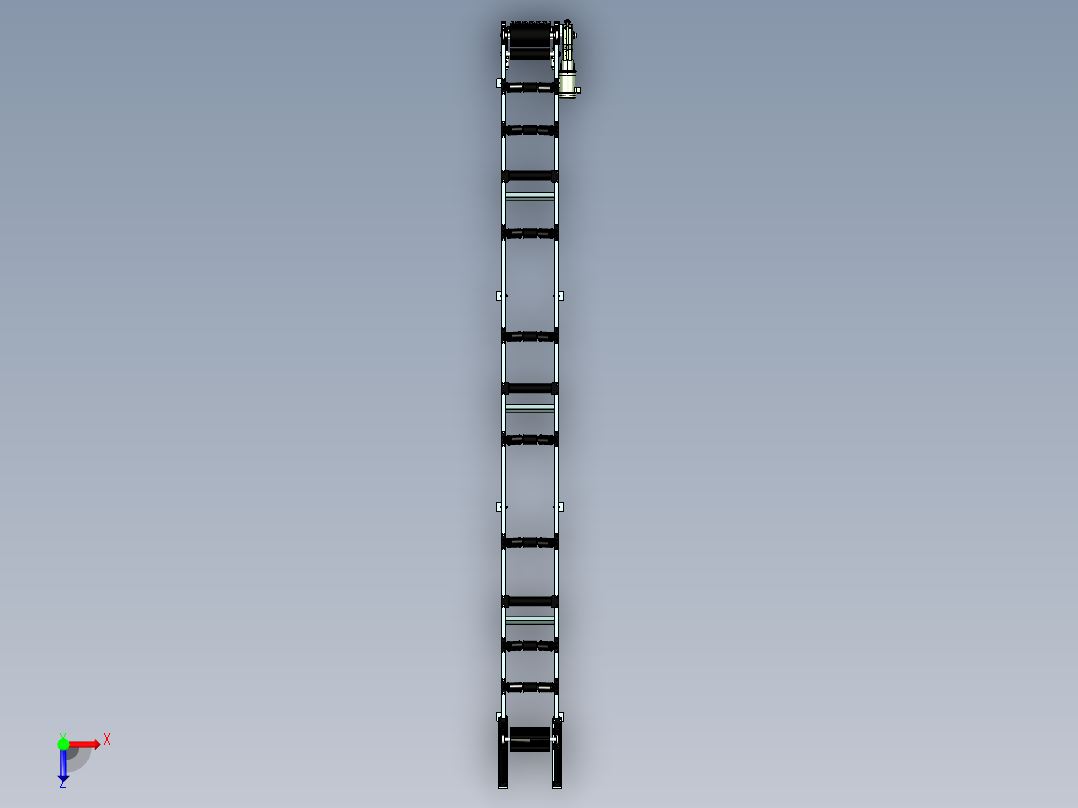 小角度倾斜皮带输送机结构3D图纸 INVENTOR设计 附STP俯视图