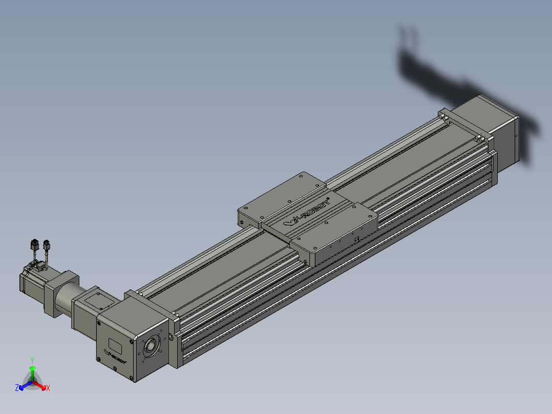 威洛博直线电机模组EB20-L224-S800-R-ZP75-MS3-5K正等轴测图