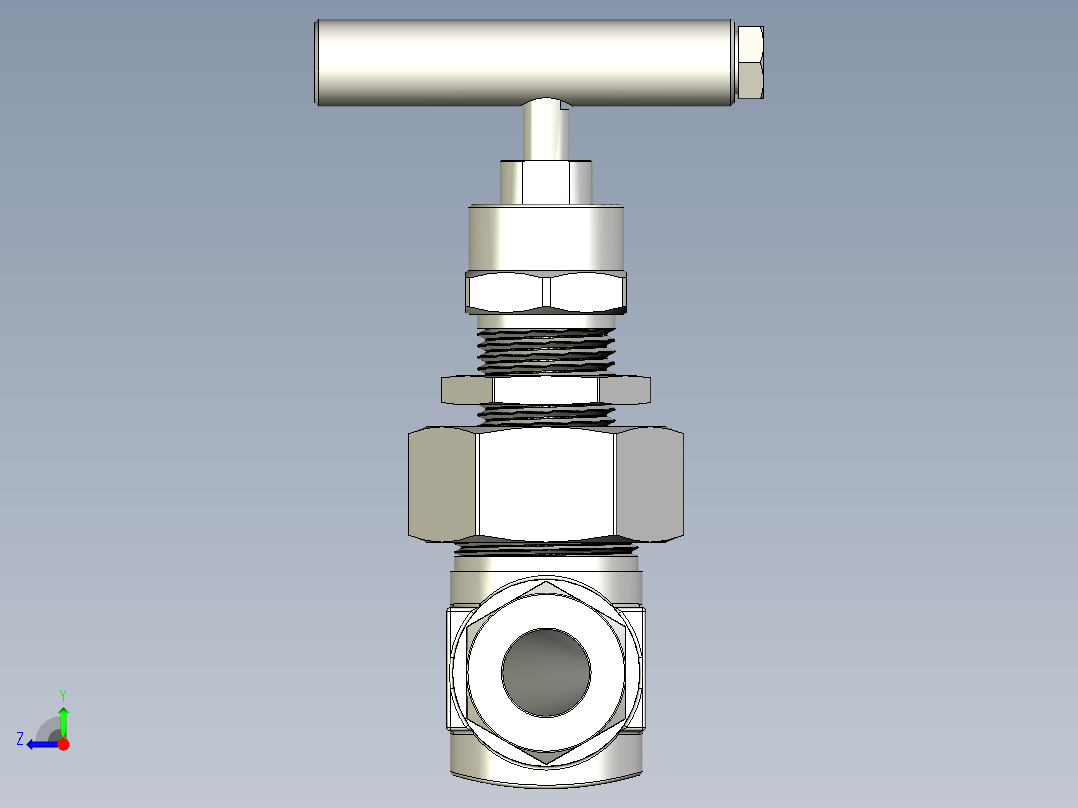 用于高要求的带联管螺母的针形阀–GB系列右视图