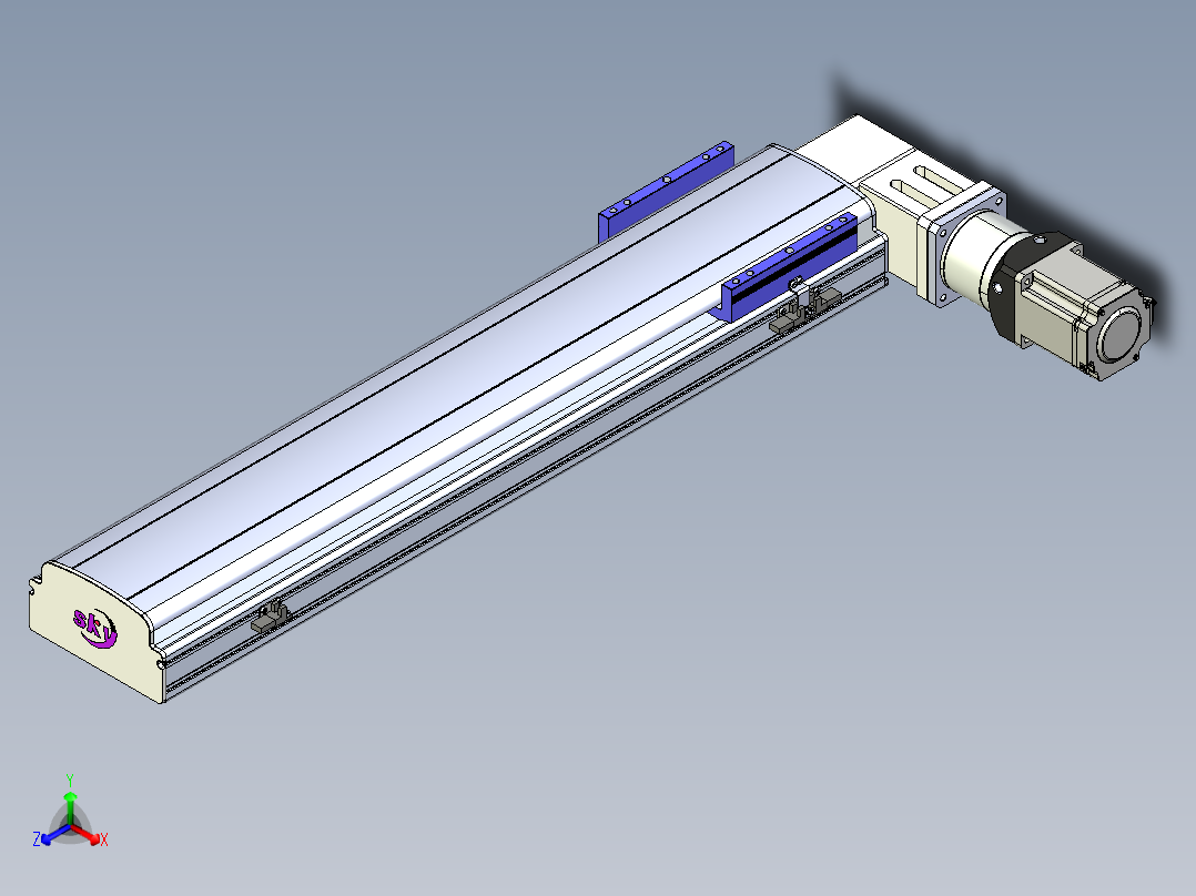 同步带滑台-半封闭B17-L100-S650-R-P75-D3-N3正等轴测图